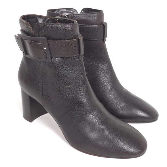 Aquatalia Shoes - AQUATALIA Women's Leather Ankle Boots 6.5 Black Buckle Strap Italy Made